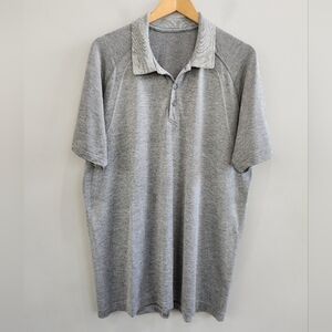 Lululemon Metal Vent Tech Gray Short Sleeve Polo Shirt Performance Golf Size XL